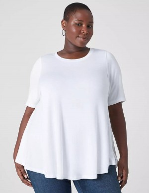 Lane Bryant Perfect Sleeve Crew-Neck Extreme Swing Tunic T-shirts Dames Wit | YTO2932YS
