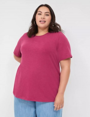 Lane Bryant Perfect Sleeve Crew-Neck Tee T-shirts Dames Bordeaux | LTJ7285AB