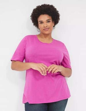 Lane Bryant Perfect Sleeve Crew-Neck Tee T-shirts Dames Paars | BKF6262RC