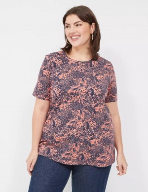 Lane Bryant Perfect Sleeve Crew-Neck Tee T-shirts Dames Oranje Gekleurd | NPI9576QO