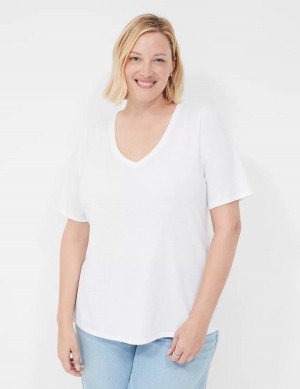 Lane Bryant Perfect Sleeve V-Neck Tee T-shirts Dames Wit | KWD3367EM