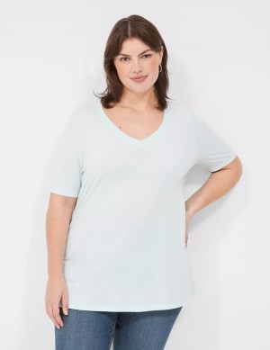 Lane Bryant Perfect Sleeve V-Neck Tee T-shirts Dames Lichtgroen | SJT2563PE