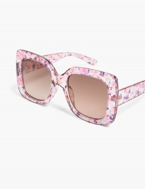 Lane Bryant Pink Floral Oversized Square Zonnebril Dames Roze Gekleurd | FKA6653MT