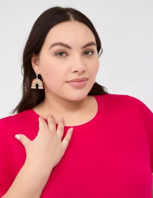 Lane Bryant Pride Pave Rainbow Drop Oorbellen Dames Goud | CLO1710EB