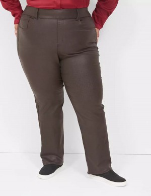 Lane Bryant Pull-On High-Rise Straight Coated Jeans Dames Chocola | CXR2758TA