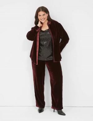 Lane Bryant Pull-On Velvet Straight Leg Broek Dames Bordeaux | TQB6810HQ