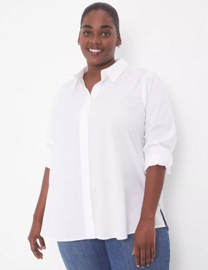 Lane Bryant Relaxed Button-Front Boyfriend Overhemd Dames Wit | UKY2218CJ