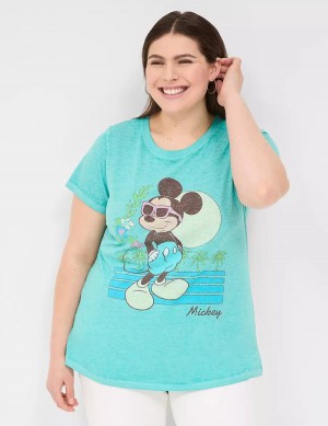 Lane Bryant Rhinestone Mickey Graphic Tee T-shirts Dames Groen | QOI4298NF