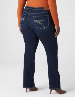 Lane Bryant Seven7 Boot With Back Pocket Embroidery Jeans Dames Donkerblauw | GEQ71100PT