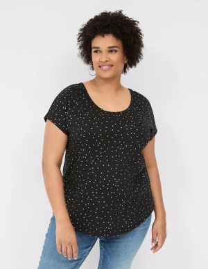 Lane Bryant Shimmer Foil Strappy-Back Tee T-shirts Dames Zwart | ECW8250GM