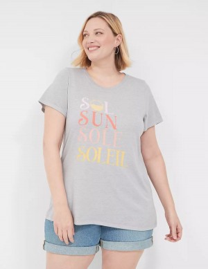 Lane Bryant Sol Sun Graphic Tee T-shirts Dames Grijs | XQN9255XP