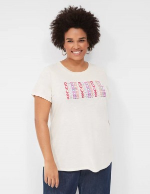 Lane Bryant Stay Grateful Graphic Tee T-shirts Dames Wit | NNZ6059ZH