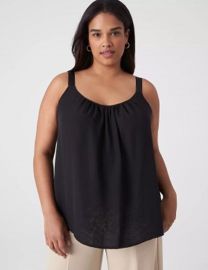 Lane Bryant Straight Hem Cami With Grosgrain Ribbon Straps Tanktop Dames Zwart | LOV5627OQ