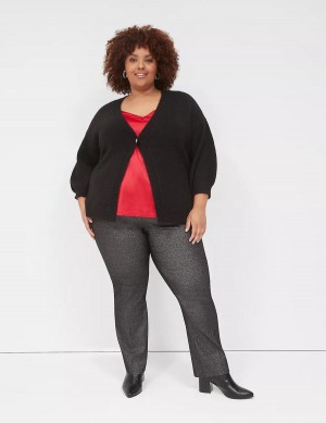 Lane Bryant Straight Leg 4-Season Shimmer Broek Dames Zwart Zilver | IHH9834ND