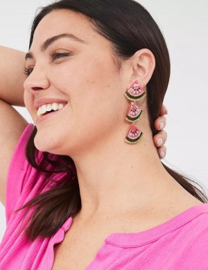 Lane Bryant Summer Whimsy Watermelon Statement Drop Oorbellen Dames Goud | UMD4261LF