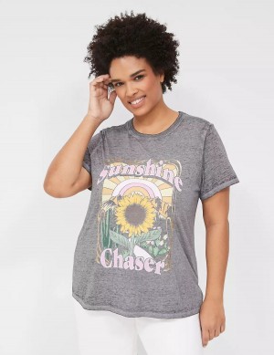 Lane Bryant Sunshine Chaser Graphic Tee T-shirts Dames Grijs | VMT8730DS