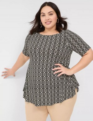 Lane Bryant Swing Boatneck Top T-shirts Dames Zwart | UYY8061ND