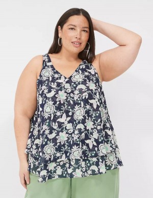 Lane Bryant Swing Double-Layer Chiffon Tanktop Dames Donkerblauw Paars | DPV9592SK