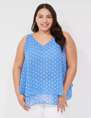 Lane Bryant Swing Double-Layer Chiffon Tanktop Dames Blauw | PXP2457VV