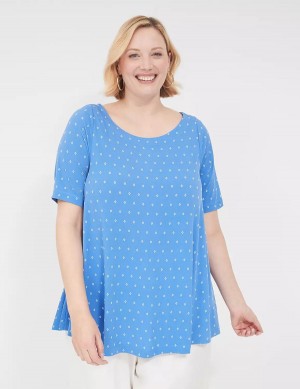 Lane Bryant Swing Matte Jersey Boatneck Top T-shirts Dames Blauw | PLS4897GZ