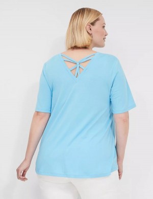 Lane Bryant Swing Strappy-Back Tee T-shirts Dames Blauw | PIG7931NI