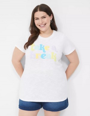 Lane Bryant Take a Break Graphic Tee T-shirts Dames Wit | JDK6028LA