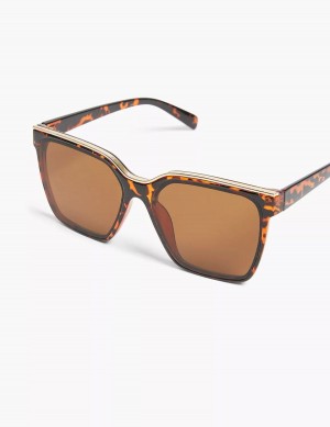 Lane Bryant Tortoiseshell Print Jelly Embellished Cateye Zonnebril Dames Bruin Zwart | SIN1172UW