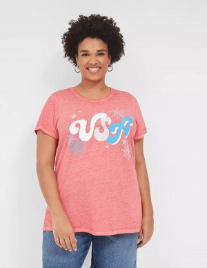 Lane Bryant USA Graphic Tee T-shirts Dames Rood | MGU7012TB