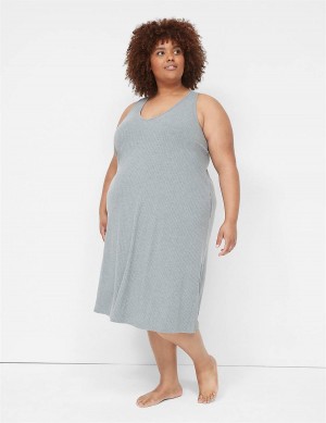 Lane Bryant Wide Rib High-Slit Midi Jurk Dames Grijs | JPP178LR