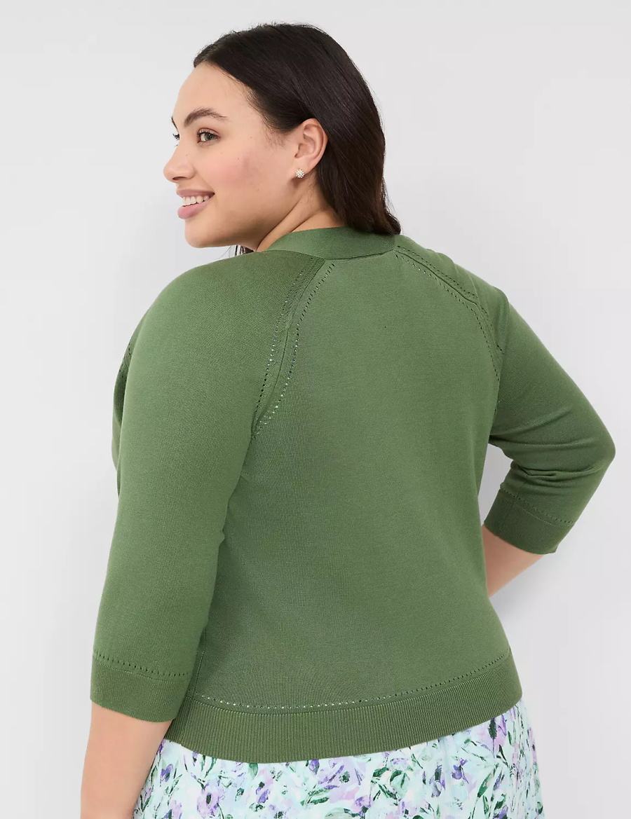 Lane Bryant 3/4-Sleeve Open-Front Shrug Truien Dames Bruin Groen | XPX7283BH