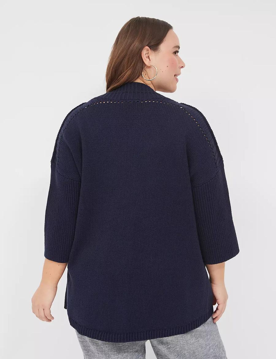 Lane Bryant 3/4-Sleeve Open-Front Shrug Truien Dames Blauw | IBC975LX