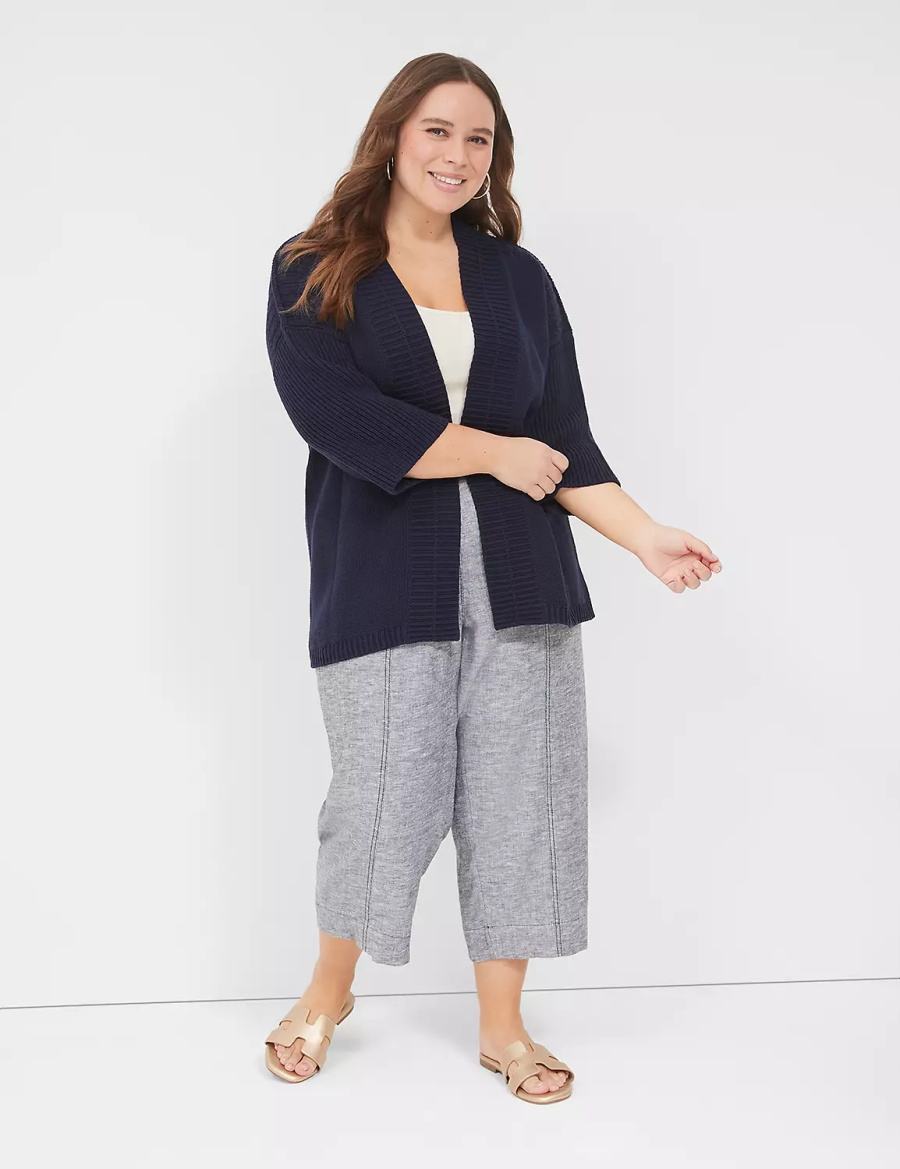 Lane Bryant 3/4-Sleeve Open-Front Shrug Truien Dames Blauw | IBC975LX