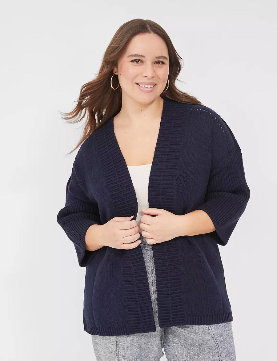 Lane Bryant 3/4-Sleeve Open-Front Shrug Truien Dames Blauw | IBC975LX