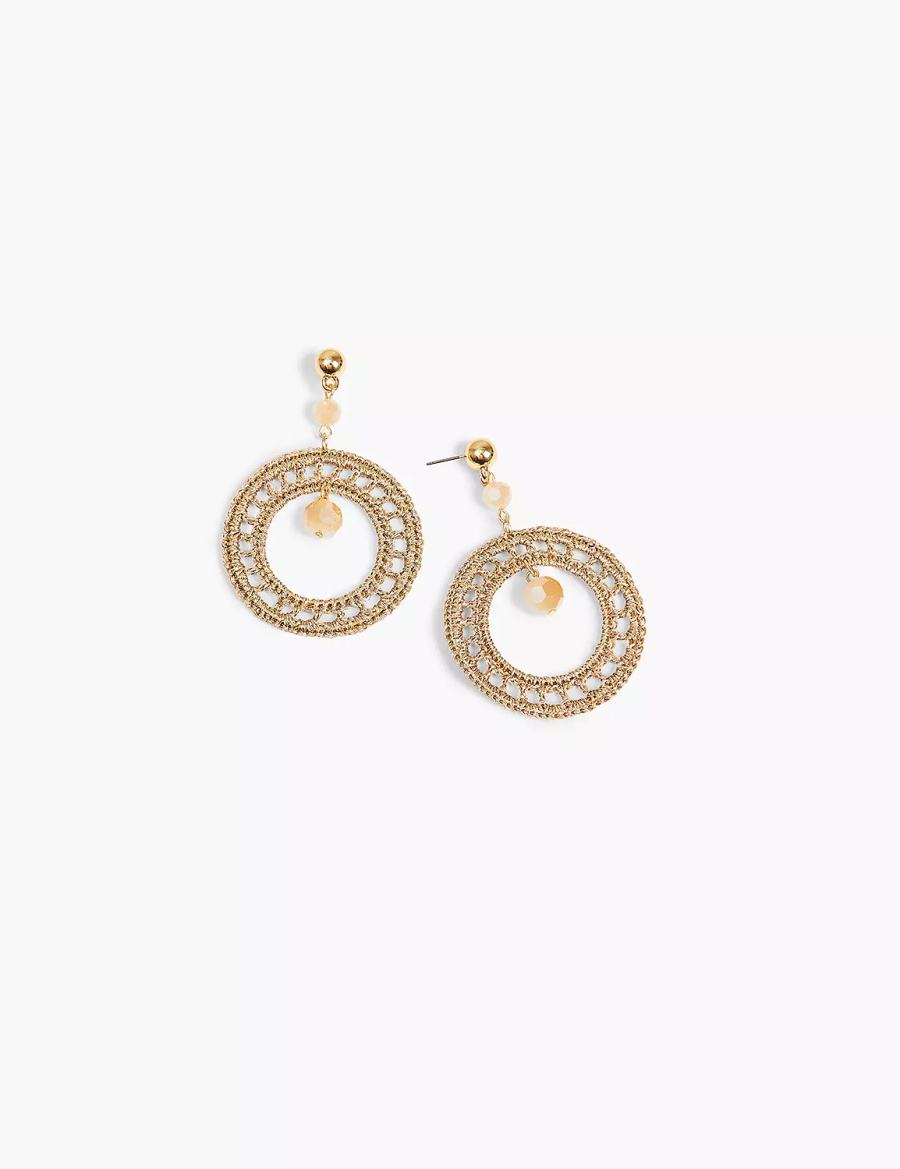 Lane Bryant Beaded Woven Filigree Drop Oorbellen Dames Goud | NIZ2942ZR