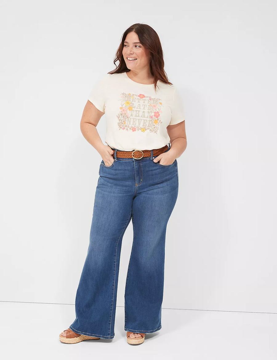 Lane Bryant Better Late Than Never Graphic Tee T-shirts Dames Wit | JYS6738ID