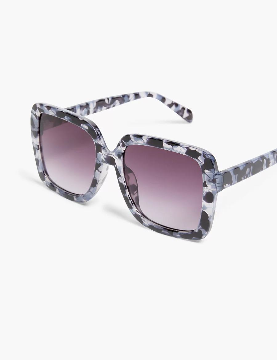 Lane Bryant Black & Grey Tortoiseshell Print Square Zonnebril Dames Zwart | IEY2160OY