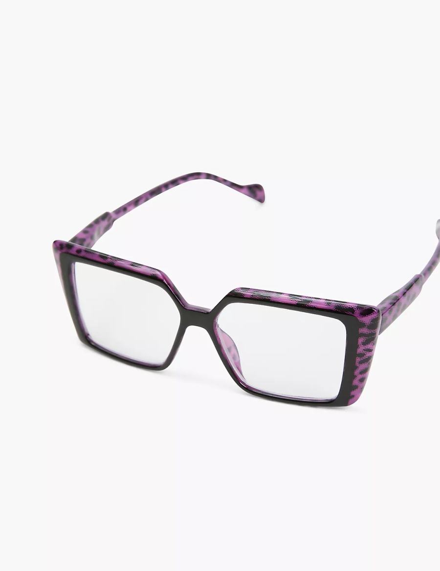 Lane Bryant Black & Purple Cheetah Print Cateye Reading Bril Dames Paars | HNC2626DZ
