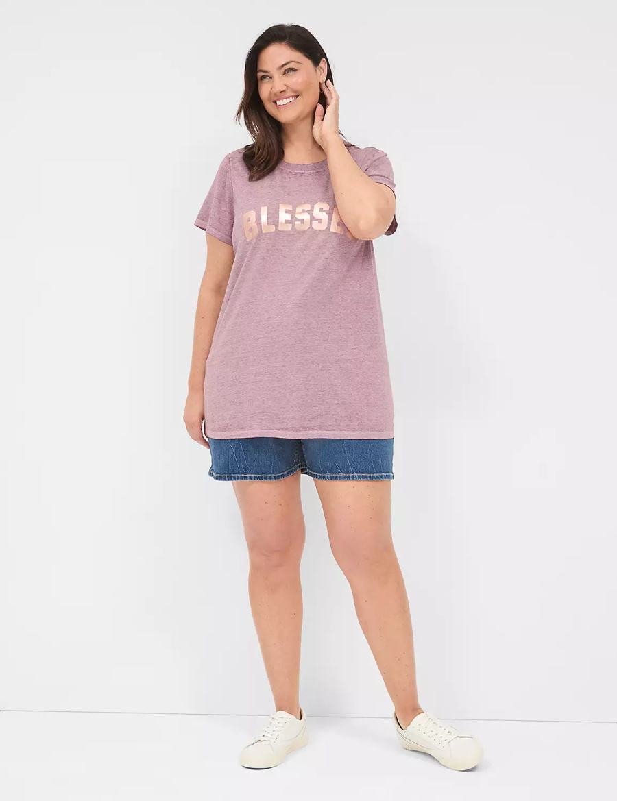 Lane Bryant Blessed Graphic Tee T-shirts Dames Dieppaars | LTB7535HN