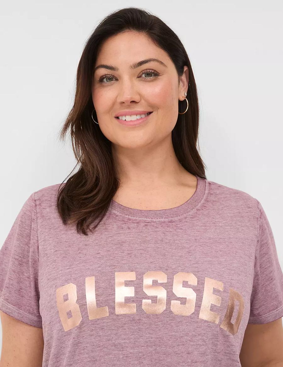 Lane Bryant Blessed Graphic Tee T-shirts Dames Dieppaars | LTB7535HN