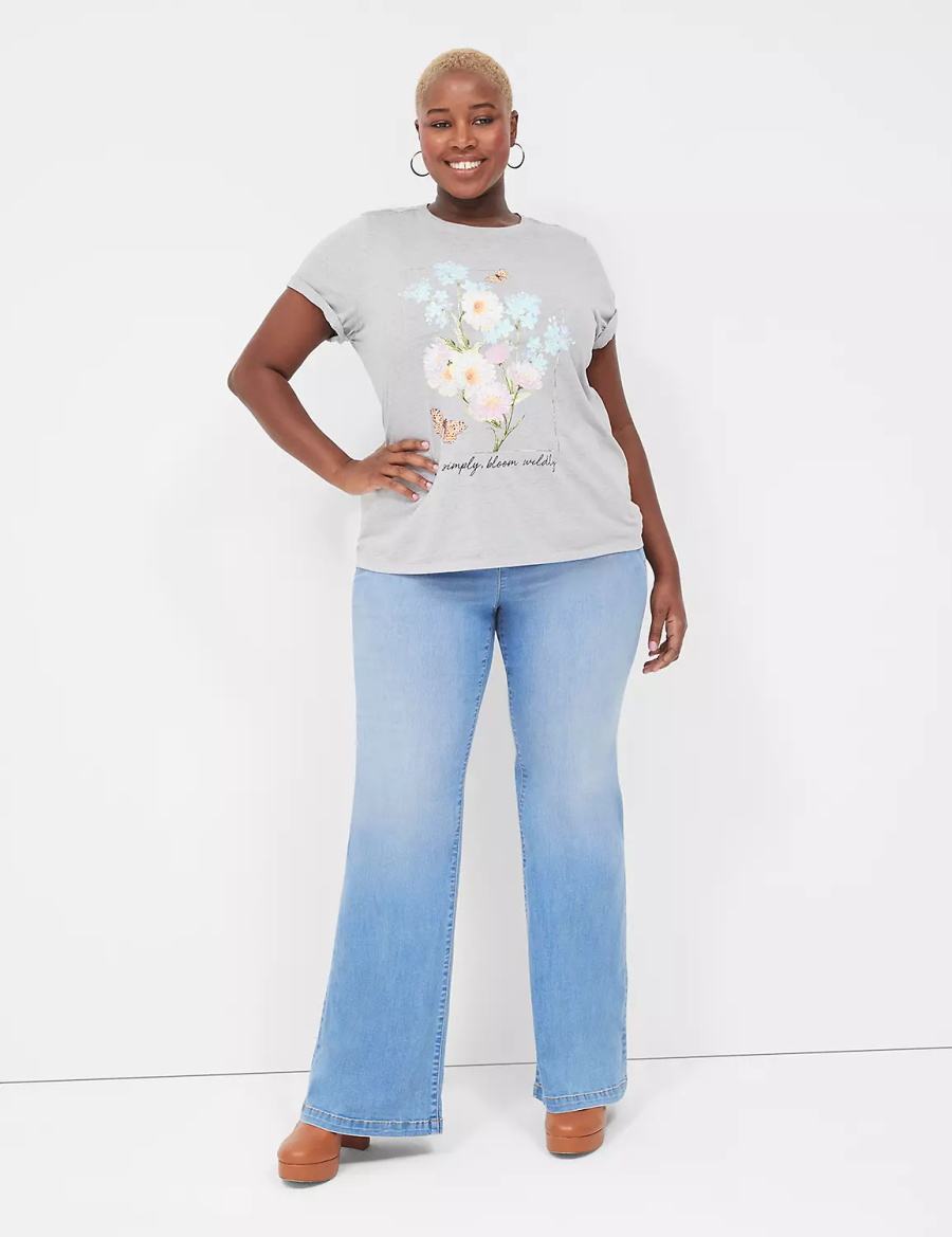 Lane Bryant Bloom Wildly Graphic Tee T-shirts Dames Grijs | PZW6426EA
