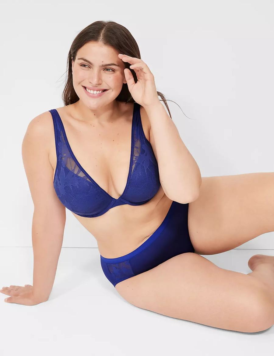 Lane Bryant Boost Plunge With Lace Bralettes Dames Blauw | YSK4241US