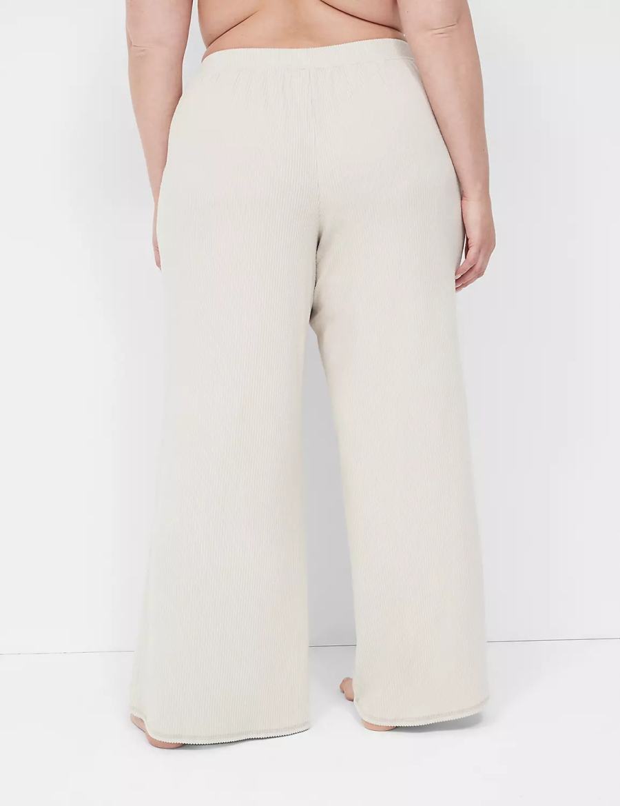 Lane Bryant Brushed Rib Wide Leg Sleep Broek Dames Grijs | YNG2223WT
