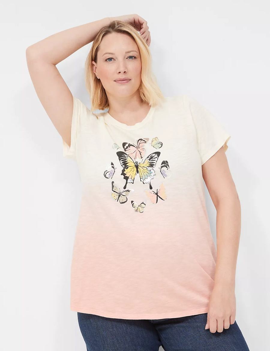 Lane Bryant Butterflies Graphic Tee T-shirts Dames Wit Oranje | ARG7539HB