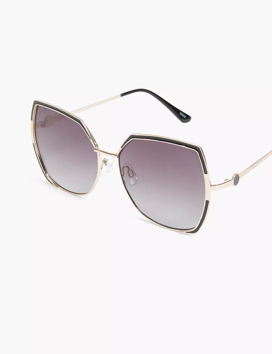 Lane Bryant Butterfly Aviator Zonnebril Dames Zwart | YKS2620DB