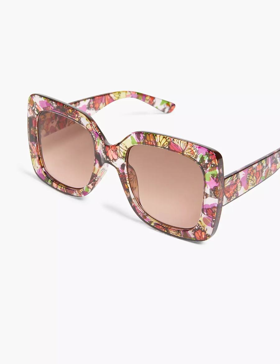 Lane Bryant Butterfly Print Oversized Square Zonnebril Dames Gekleurd | HNF4142PT