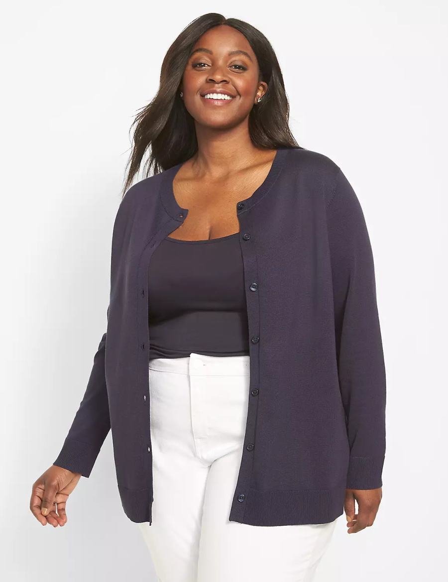 Lane Bryant Button-Front Cardigan Dames Blauw | VDQ9380SS