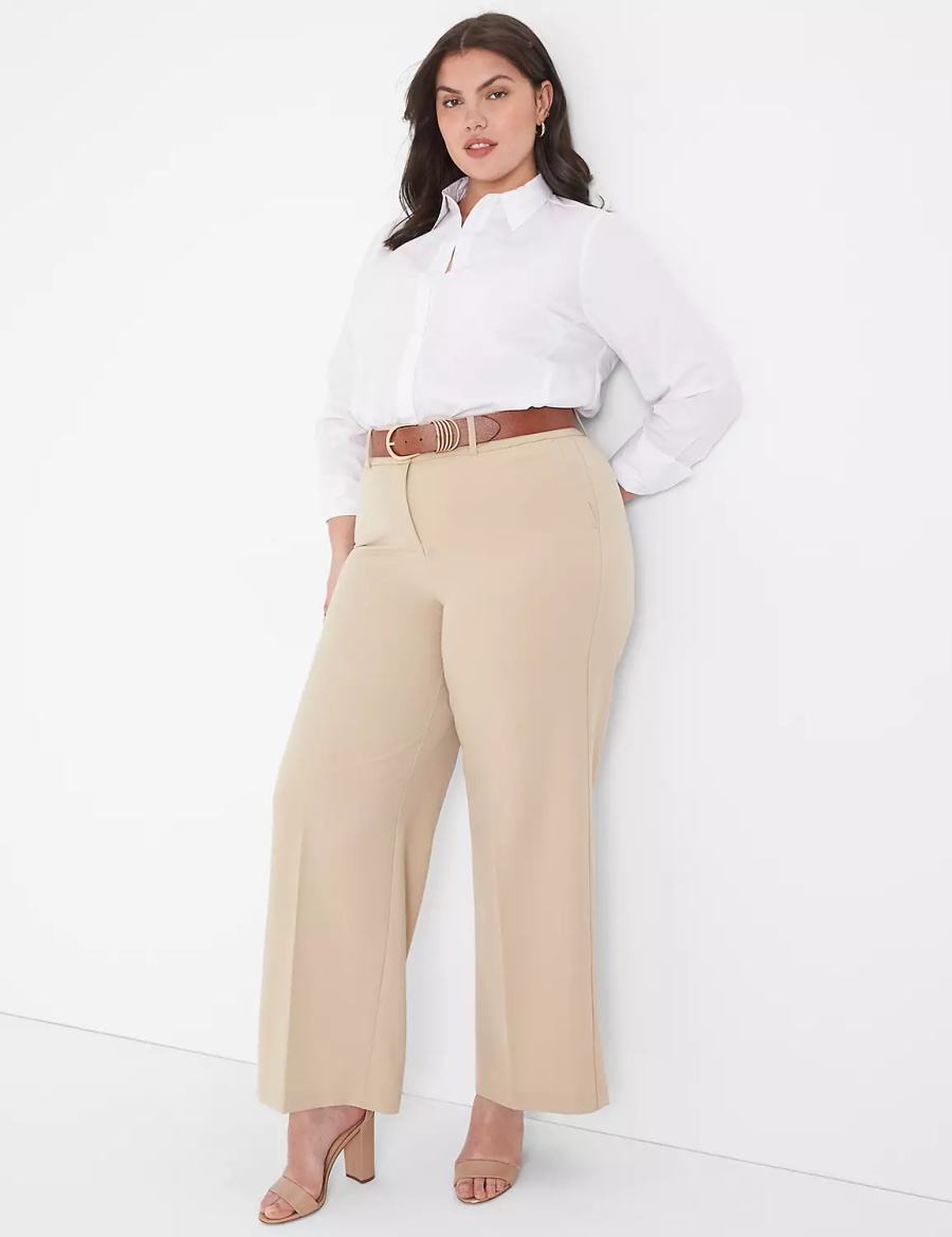 Lane Bryant Button-Front No-Peek Girlfriend Overhemd Dames Wit | FJH8686UB