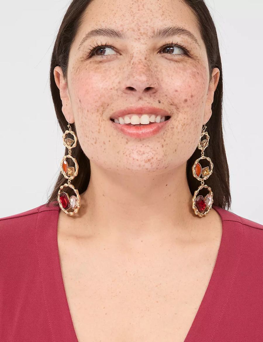 Lane Bryant Cabernet Imitation Stone Drop Oorbellen Dames Goud | KZG949OS