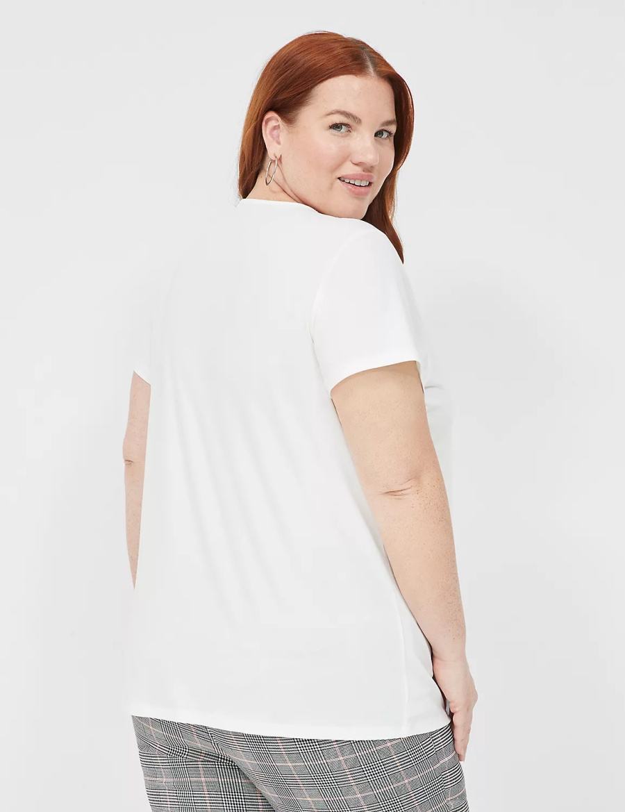 Lane Bryant Cap-Sleeve Pleat-Front Top T-shirts Dames Wit | NZI532HE