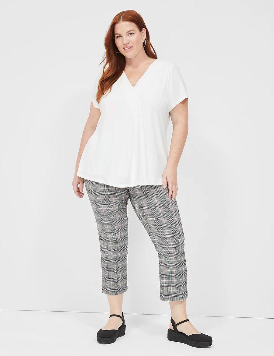 Lane Bryant Cap-Sleeve Pleat-Front Top T-shirts Dames Wit | NZI532HE